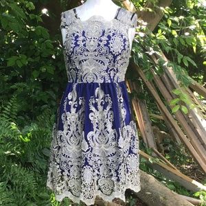 Dress with lace blue Underslip